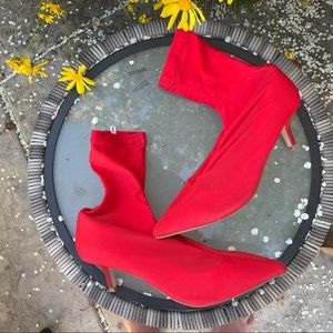 H&M Red Ankle Sock Booties